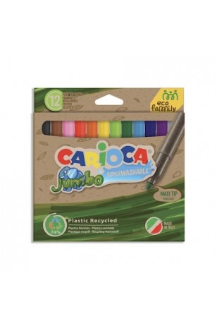 Carioca Eco Famıly Jumbo Süper Yıkanabilir Keçeli Boya Kalemi 12 li