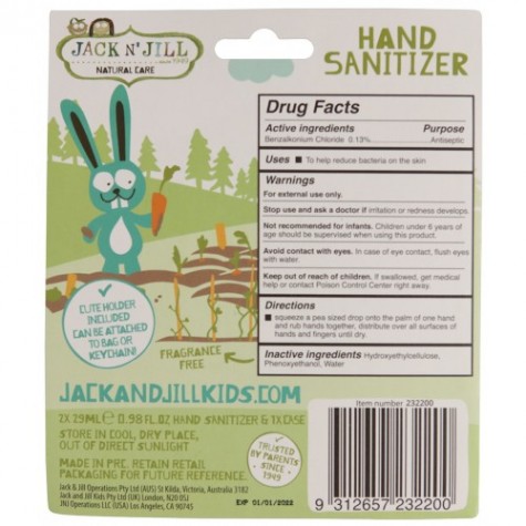 Jack N  Jill Alkolsüz El Temizleyici Bunny 2 li Paket