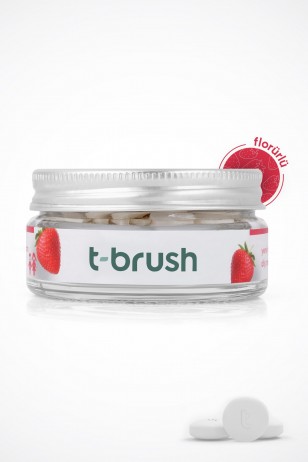 t-brush Çilek Aromalı Diş Macunu Tableti-Florürlü